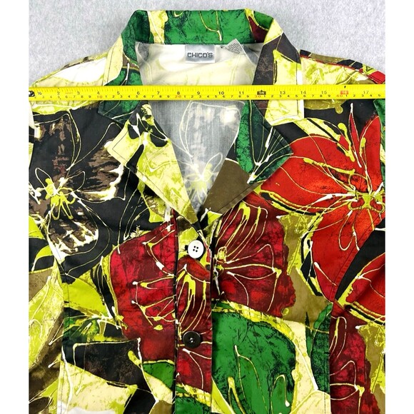 Chicos Art to Wear Floral Blazer Womens 3 Multicolor Button Front Jacket - Picture 4 of 12